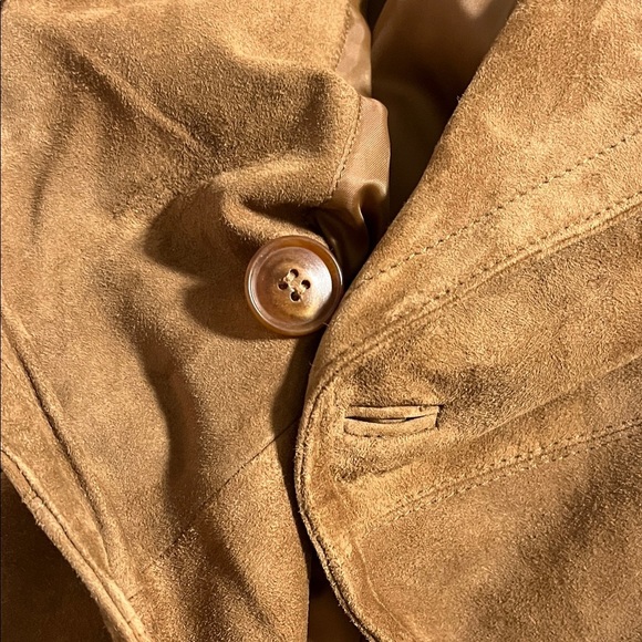 SUEDE Michael Kors Dark Tan Brown Trench Coat Belted Fully Lined, Size M - Picture 15 of 15